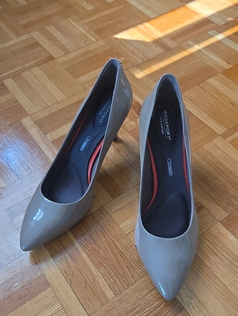 Rockport Taupe Patent Pointed-Toe Heels